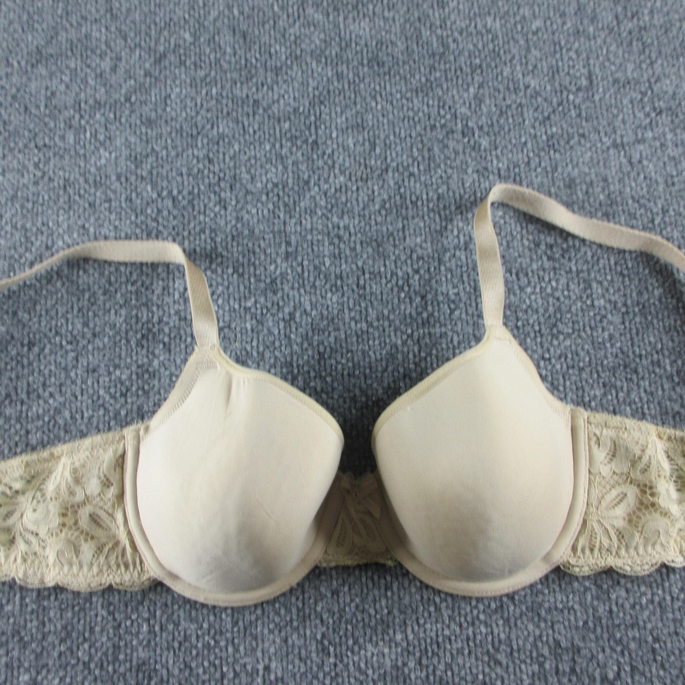Wacoal Bra Womens 32C Beige T-Shirt Molded Padded Underwire Lace Everyday